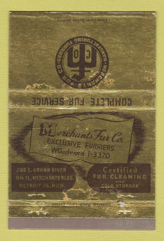 Matchbook Cover - Merchant Fur Company Detroit MI girlie 40 Strike