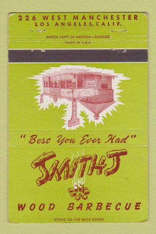 Matchbook Cover - Smiths Wood BBQ Los Angeles CA 40 Strike
