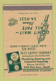 Matchbook Cover - Pate Supply Company Birmingham AL 40 Strike