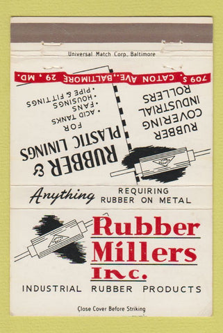 Matchbook Cover - Rubber Millers Baltimore MD 40 Strike