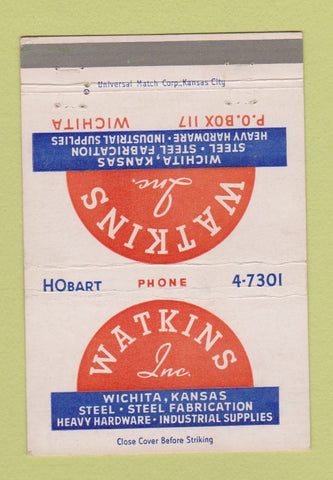 Matchbook Cover - Watkins Inc Wichita KS Steel  40 Strike