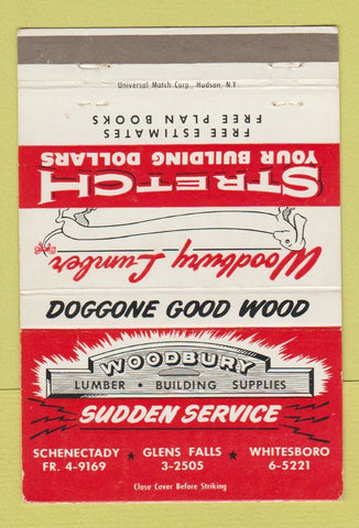 Matchbook Cover - Woodbury Lumber Schenectady Glens Falls NY 40 Strike