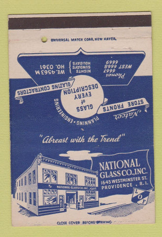 Matchbook Cover - National Glass Company Providence RI 40 Strike