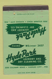 Matchbook Cover - Hyde Park Laundry Dry Cleaning Kansas City MO 40 Strike