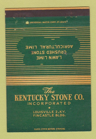 Matchbook Cover - Kentucky Stone Lawn Lime Louisville KY 40 Strike