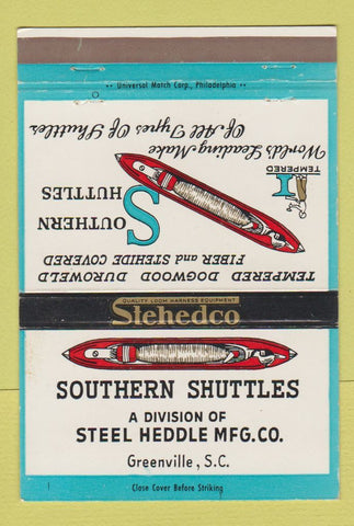 Matchbook Cover - Southern Shuttles Steel Heddle Greenville SC 40 Strike