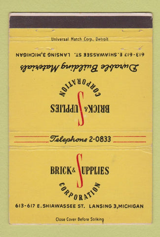 Matchbook Cover - Brick Supplies Corp Lansing MI 40 Strike