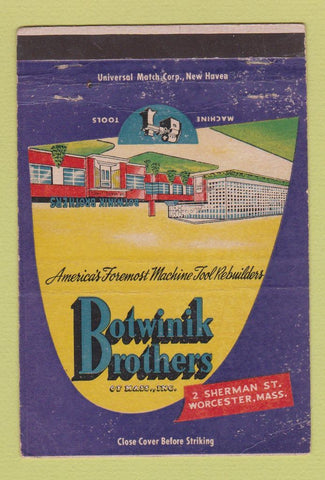 Matchbook Cover - Botwinik Brothers Tool Rebuilders Worcester MA WEAR 40 Strike