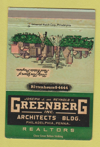 Matchbook Cover - Greenberg Real Estate Philadelphia PA 40 Strike