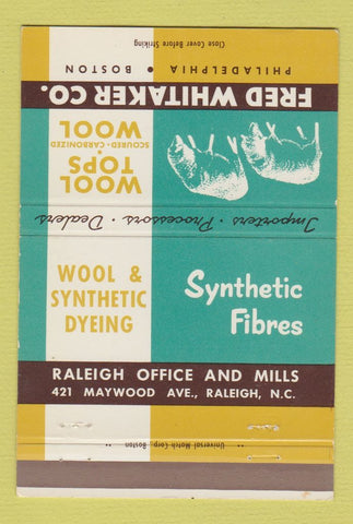Matchbook Cover - Fred Whitaker Wool Clothes Boston MA Raleigh NC 40 Strike