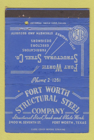 Matchbook Cover - Fort Worth Structural Steel TX 40 Strike