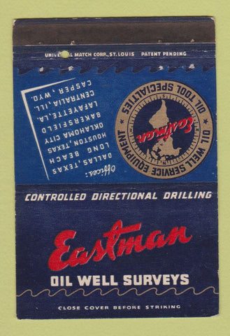 Matchbook Cover - Eastman Oil Well Surveys Dallas TX WEAR 40 Strike