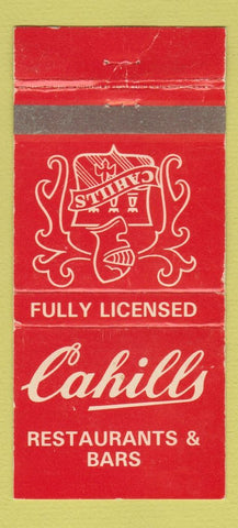 Matchbook Cover - Cahills Restaurants Sydney Australia WEAR 30 Strike