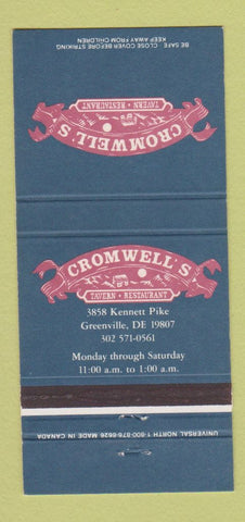 Matchbook Cover - Cromwell's Restaurant Greenville DE 30 Strike