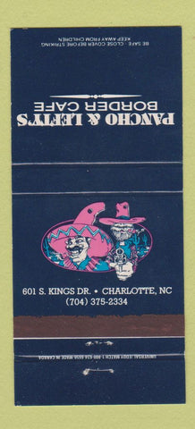 Matchbook Cover - Pancho & Lefty's Border Cafe Charlotte NC 30 Strike