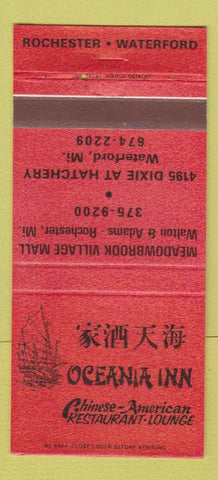 Matchbook Cover - Oceania Inn Chinese Rochester Waterford MI 30 Strike