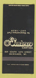 Matchbook Cover - El Sombrero Cantina Milwaukee WI 30 Strike
