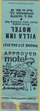 Matchbook Cover - Villa Inn Motel Effingham IL girlie WORN