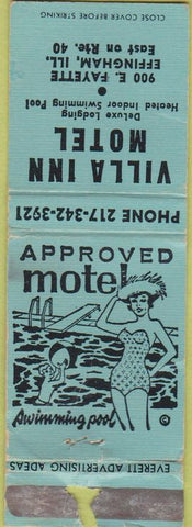 Matchbook Cover - Villa Inn Motel Effingham IL girlie WORN