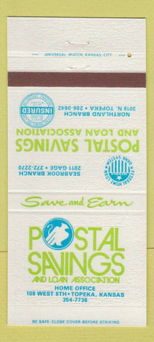 Matchbook Cover - Postal Savings and Loan Topeka KS 30 Strike