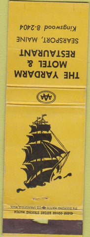 Matchbook Cover - Yardarm Motel Searsport ME CREASE