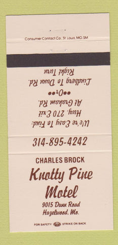 Matchbook Cover - Charles Brock Knotty Pine Motel Hazelwood MO 30 Strike