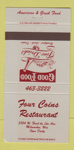 Matchbook Cover - Four Coins Restaurant Milwaukee WI 30 Strike