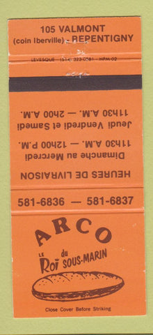 Matchbook Cover - Arco Restaurant Repentigny QC 30 Strike