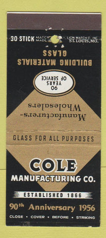 Matchbook Cover - Cole Manufacturing 1956 30 Stick