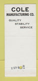 Matchbook Cover - Cole Manufacturing 1956 30 Stick