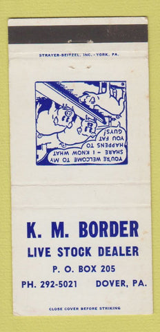 Matchbook Cover - KM Border Livestock Dealer Dover PA 30 Strike