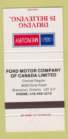 Matchbook Cover - Ford Motor Company Mercury Brampton ON 30 Strike