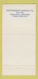 Matchbook Cover - GM Service Gretsinger's Garage Beausejour MB 30 Strike