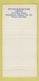 Matchbook Cover - GM Service Wetaskiwin AB 30 Strike