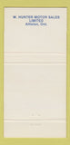 Matchbook Cover - GM Service W Hunter Motors Alliston ON 30 Strike