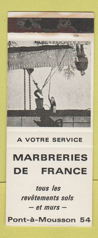 Matchbook Cover - Marbreries de France Pont a Mousson WEAR