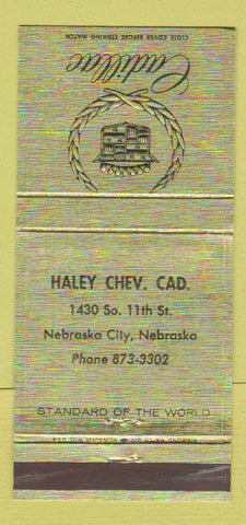 Matchbook Cover - Haley Chevrolet Cadillac Nebraska City NE 30 Strike