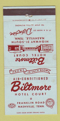Matchbook Cover - Biltmore Hotel Court Nashville TN 30 Strike