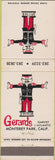Matchbook Cover - Gerards Monterey Park CA restaurant