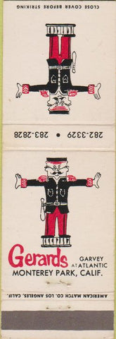 Matchbook Cover - Gerards Monterey Park CA restaurant