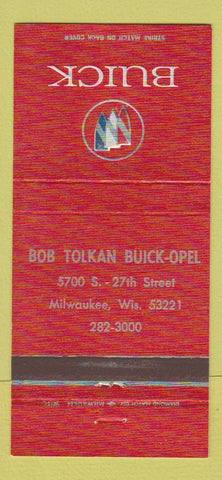 Matchbook Cover - Bob Tolkan Buick Opel Milwaukee WI 30 Strike