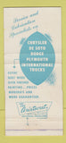 Matchbook Cover - International Plymouth Chrysler National City CA 30 Strike