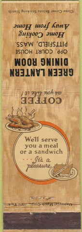 Matchbook Cover - Green Lantern Dining Room Pittsfield MA