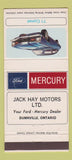 Matchbook Cover - Jack Hay Mercury 1971 Comet Dunnville ON 30 Strike