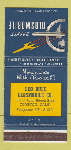 Matchbook Cover - Oldsmobile Rocket Leo Rule Compton CA 30 Strike