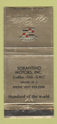 Matchbook Cover - 1969 Cadillac Sorantino Oldsmobile Salem NJ WEAR 30 Strike