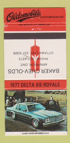 Matchbook Cover - 1977 Delta 88 Oldsmobile Arnprior ON WEAR 30 Strike