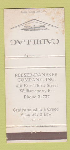Matchbook Cover - Reeser Daneker Cadillac Williamsport PA WORN 30 Strike