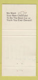 Matchbook Cover - Model Chevrolet Checotah OK WEAR 30 Strike