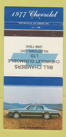 Matchbook Cover - 1977 Chevrolet Bill Chambers Oldsmobile Nilestown ON 30 Strike